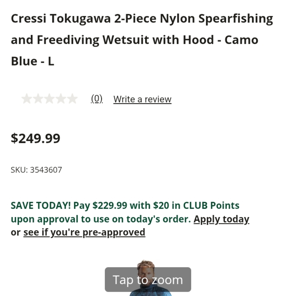 Cressi Tokugawa Camo Blue Wetsuit with Hood 2 Piece Suit